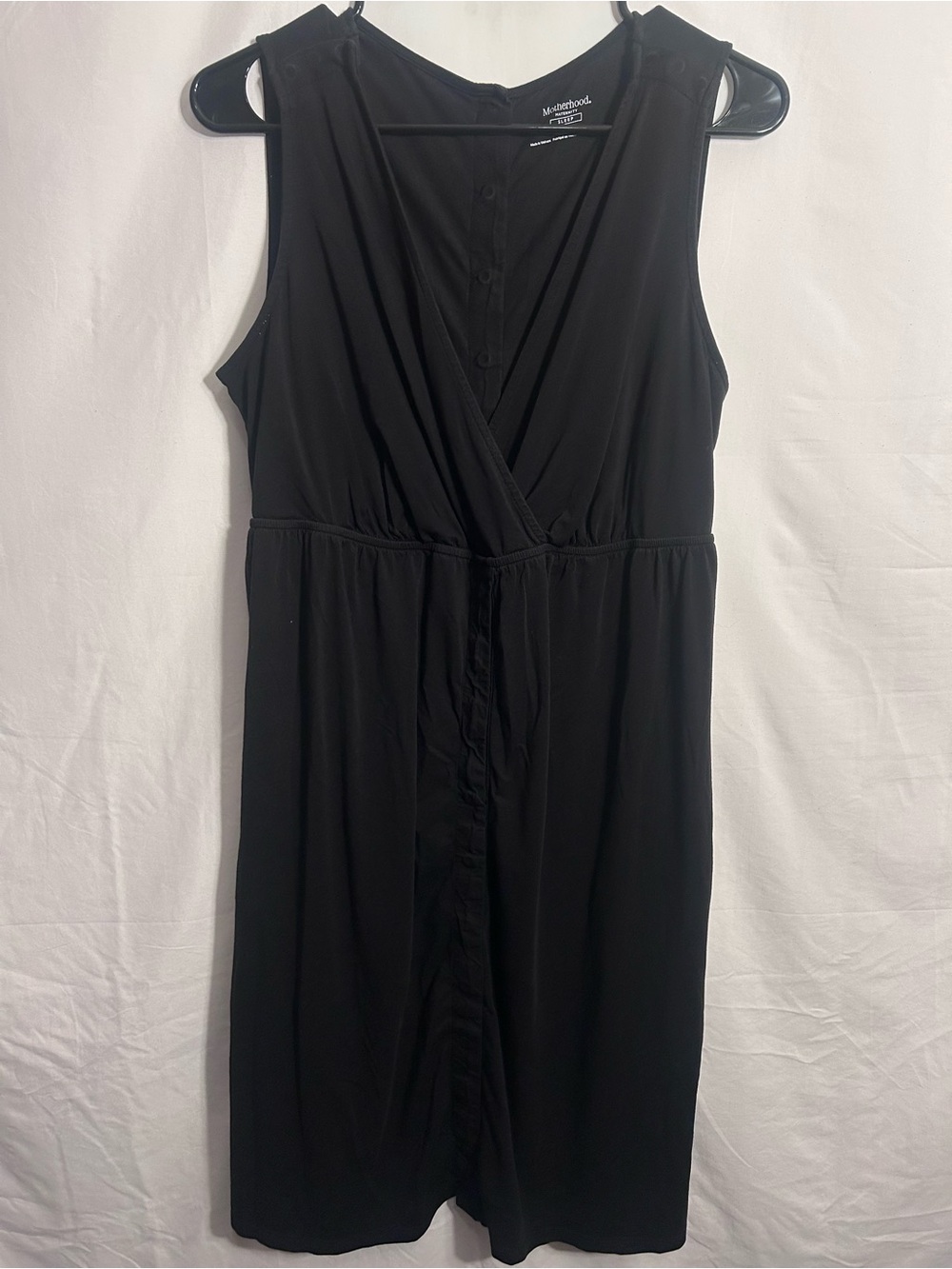 Motherhood Black Sleeveless Maternity Wrap-Front Midi Dress